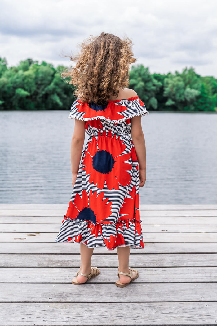 Moeder dochter kleding - twinning jurken - zomer moeder dochter jurk - mama & me summer twinning dress by Just Like Mommy'z - red maxi off shoulder- Mine Me outfit