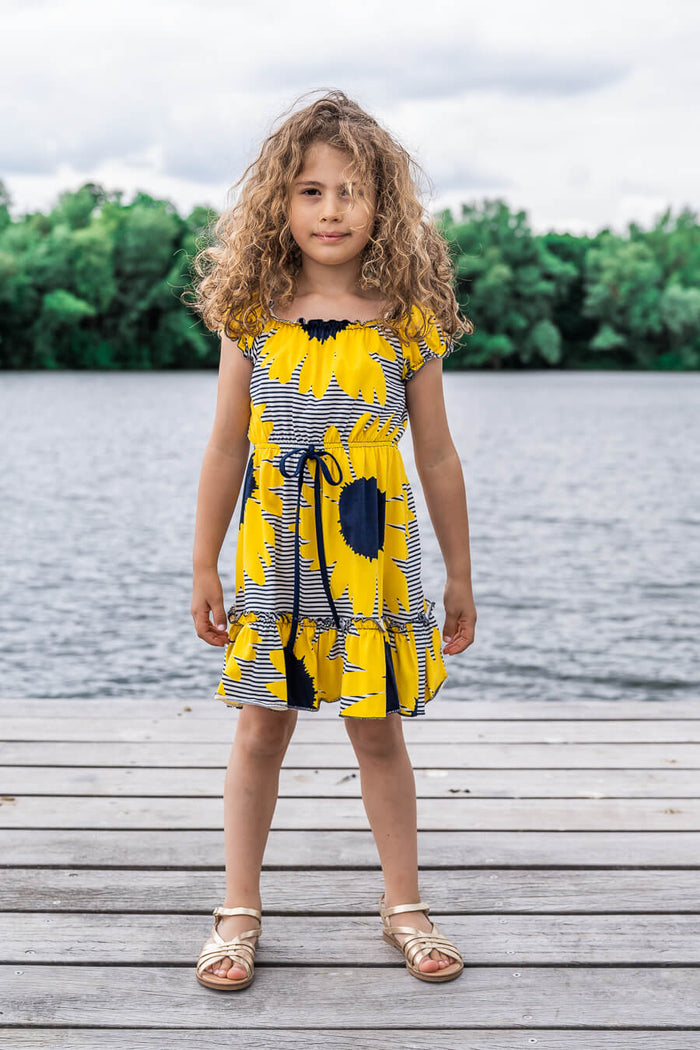 Moeder dochter jurk - matching kleding - twinning jurken - zomerjurk - mother daughter dresses by Just Like Mommy'z - sunflower - off shoulder twinning set - Mini Me outfits